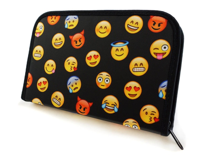 Piórnik Dwuklapowy Rozkładany Emoji Black