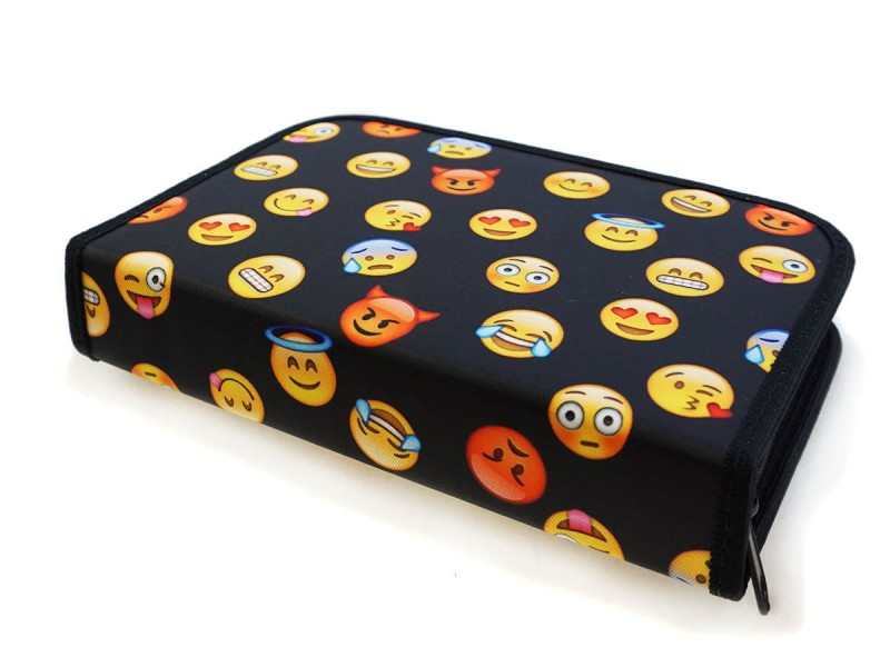 Piórnik Dwuklapowy Rozkładany Emoji Black
