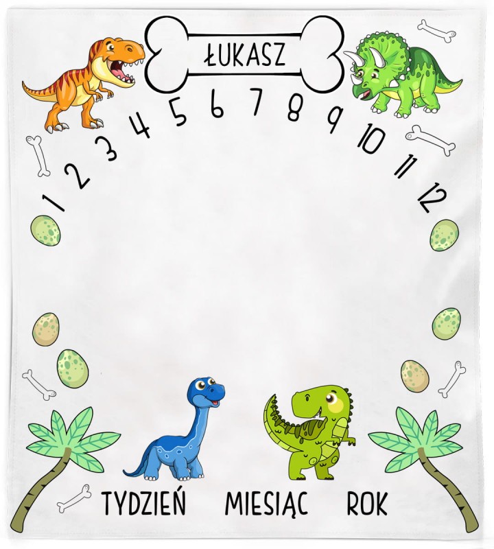 Kocyk do zdjęć z imieniem Dinosaurs