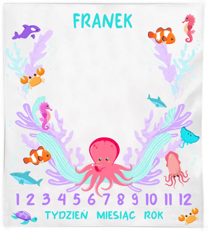 Kocyk do zdjęć z imieniem Ocean
