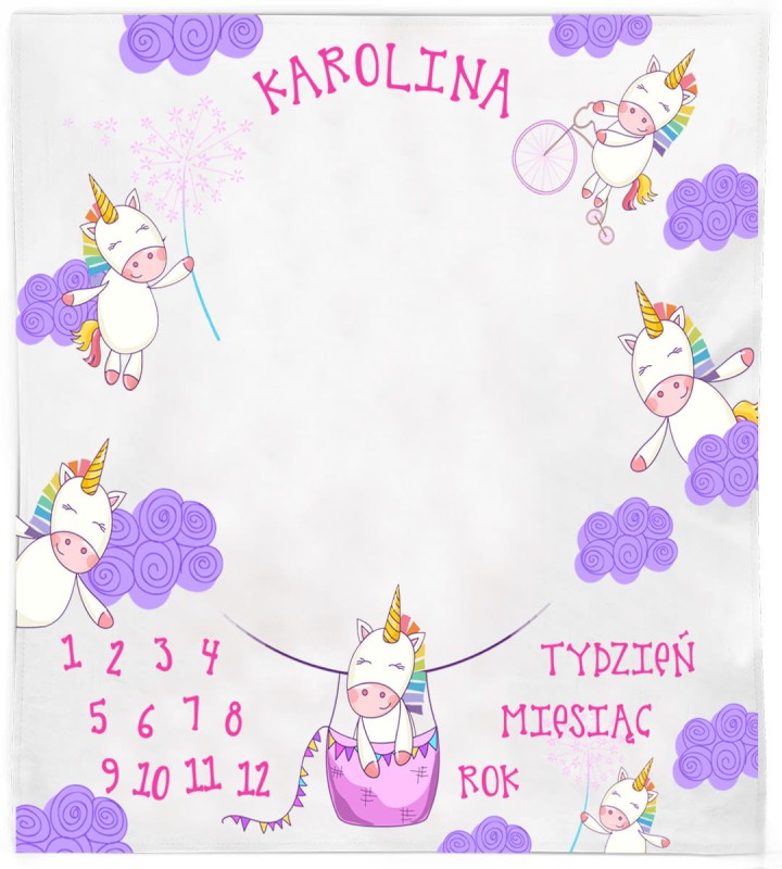 Kocyk do zdjęć z imieniem Unicorn