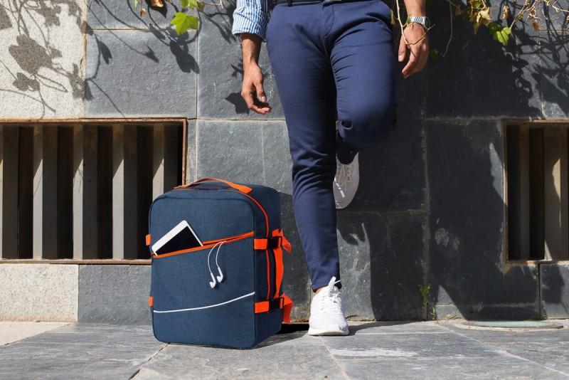 Torba samolotowa 40x25x20 mała Granatowo-Pomarańczowa