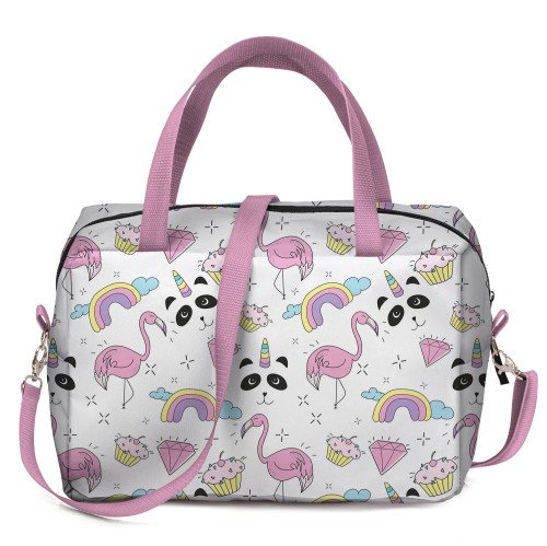 Lunch bag prostokątny torba termiczna Flamingi i pandy