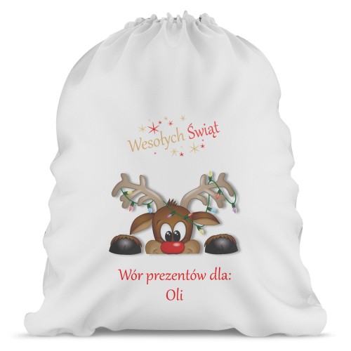 Worek na prezenty duży Wesołych Świąt