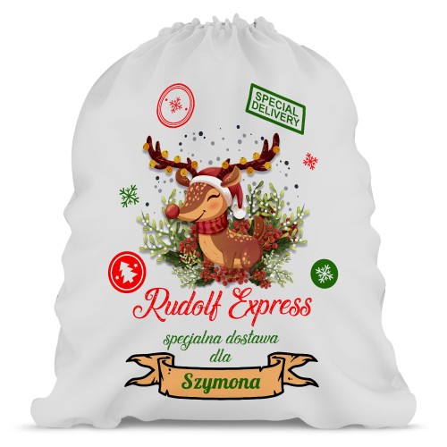 Worek na prezenty mały Rudolf express