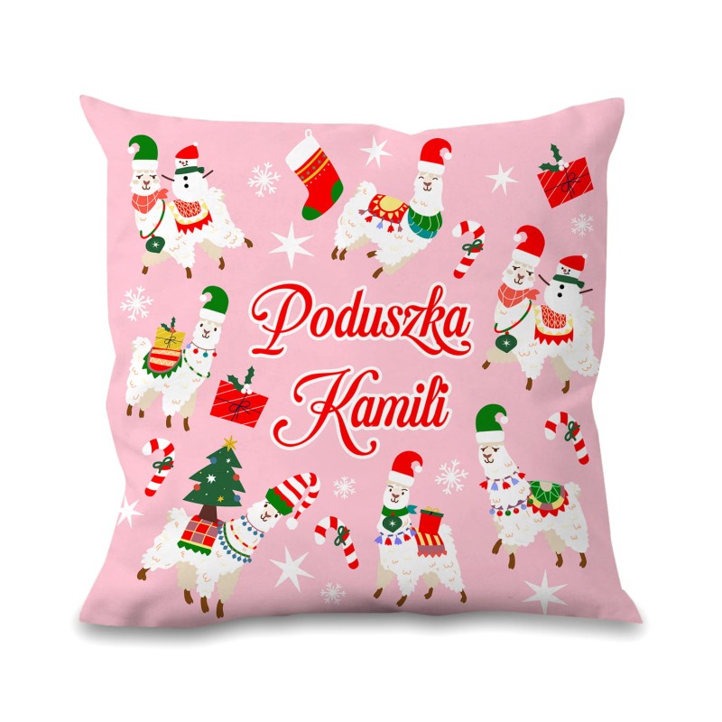 Zestaw poduszka + kubek święta Lama + Imię