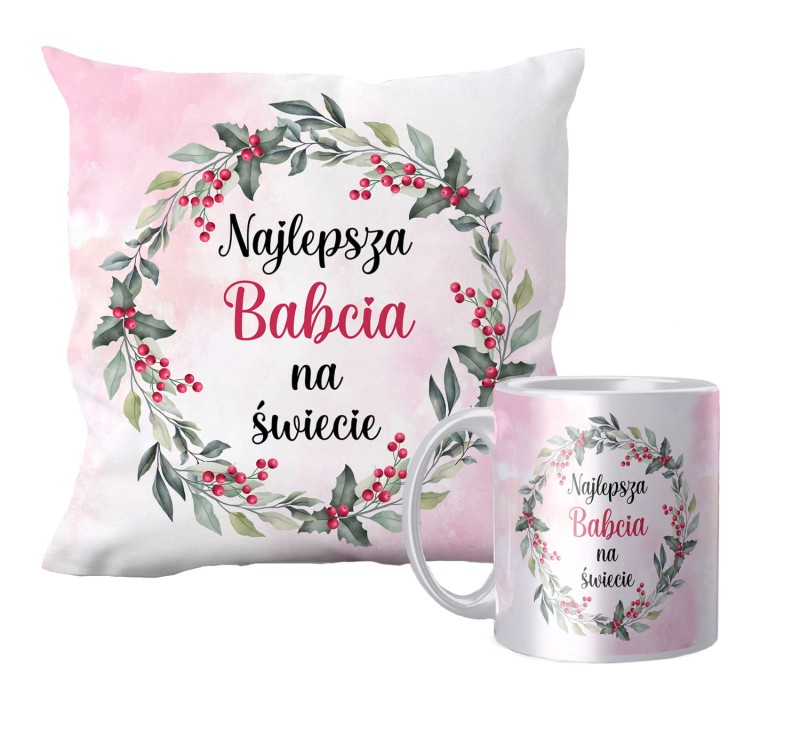 Zestaw poduszka + kubek święta Najlepsza babcia