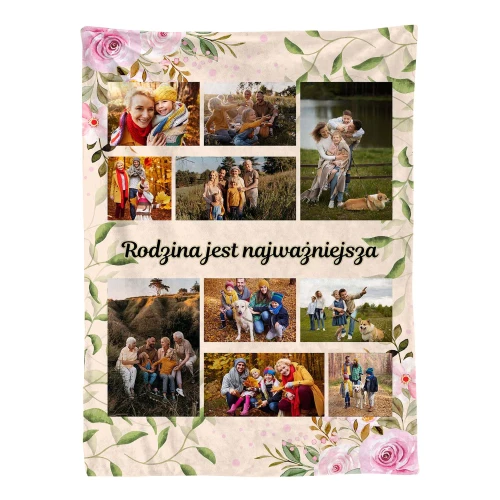 Foto koc 120x150 cm  ze zdjęciami Rodzina jest najważniejsza
