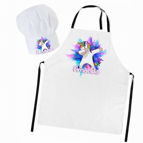 Czapka kucharska + personalizowany fartuszek zestaw Unicornss