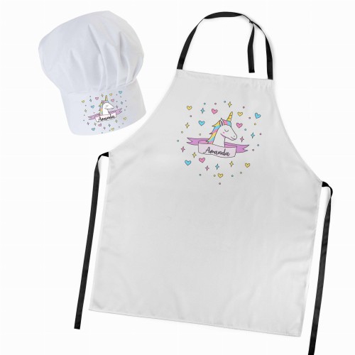 Czapka kucharska + personalizowany fartuszek zestaw Unicorn Star