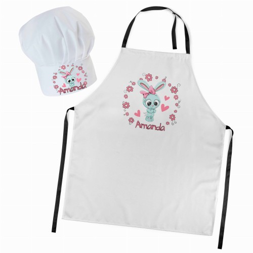  Czapka kucharska + personalizowany fartuszek zestaw Lovely Rabbit