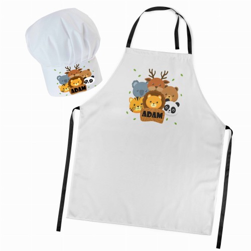 Czapka kucharska + personalizowany fartuszek zestaw Animals