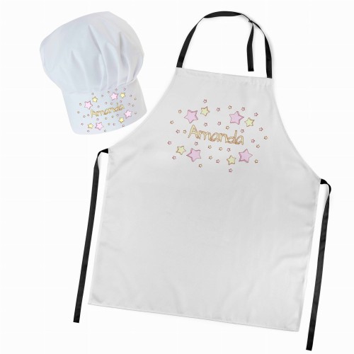 Czapka kucharska + personalizowany fartuszek zestaw Pastel stars