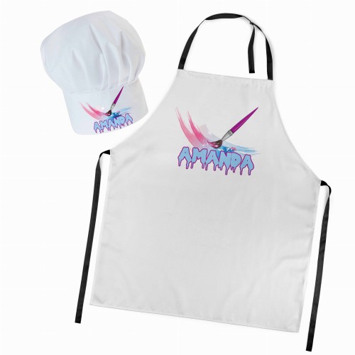 Czapka kucharska + personalizowany fartuszek zestaw Pędzel