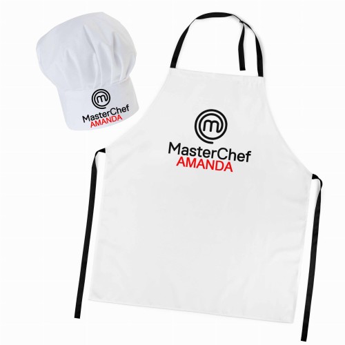 Czapka kucharska + personalizowany fartuszek zestaw Masterchef