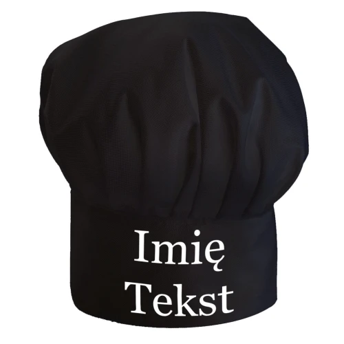Czapka kucharska czarna z tekstem/logo