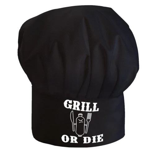 Czapka kucharska czarna Grill or Die