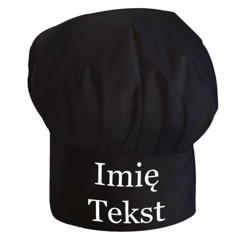 Czapka kucharska dziecięca czarna z tekstem/logo