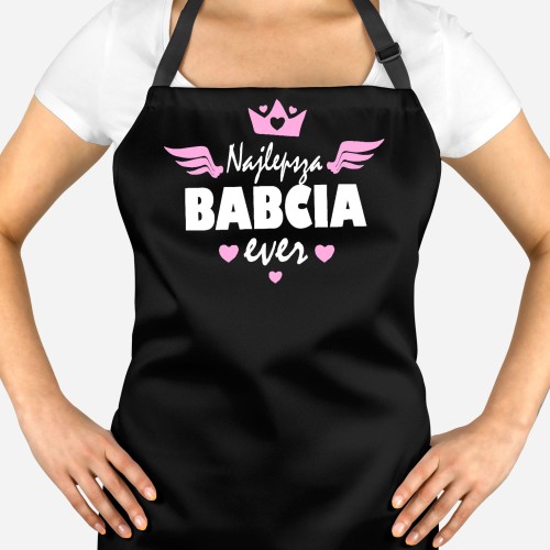 Fartuch Najlepsza babcia ever czarny