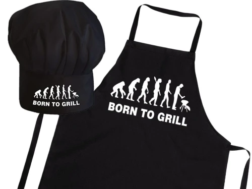 Zestaw fartuch + czapka Born to grill