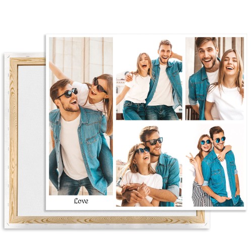 Foto obraz na płótnie kolaż 5 zdjęć + tekst 60x80 cm
