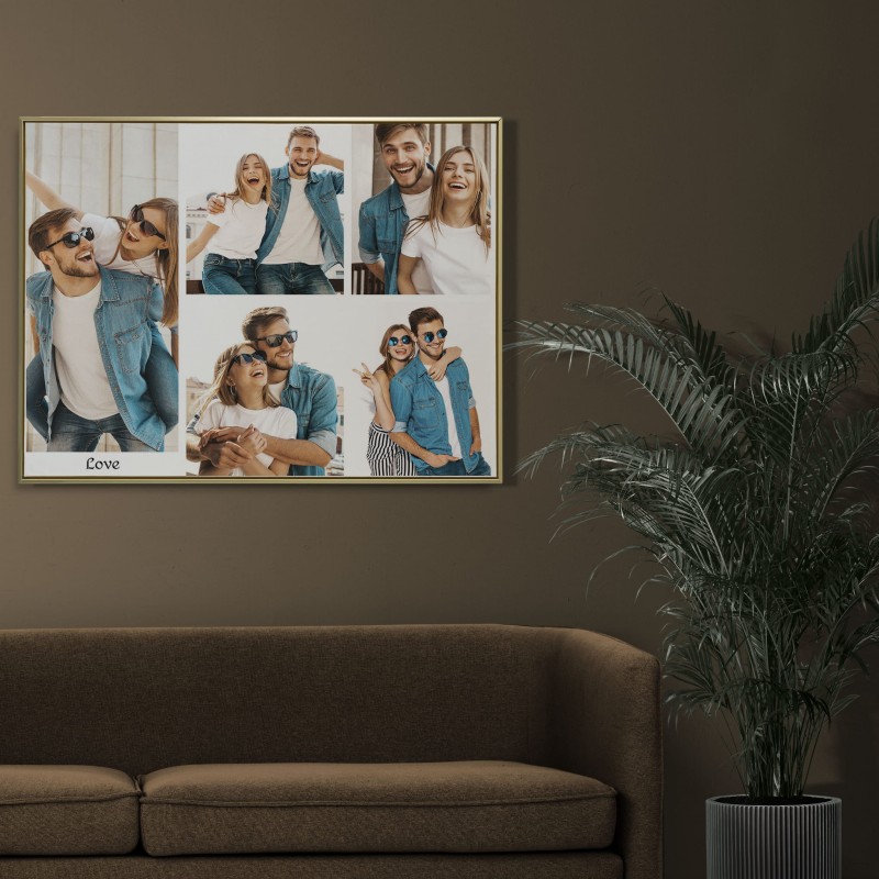 Foto obraz na płótnie kolaż 5 zdjęć + tekst 60x80 cm