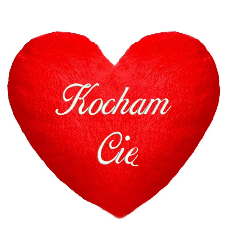 Poduszka pluszowa z haftem w kształcie serca Kocham Cię