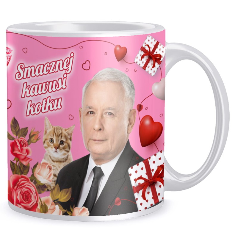 Foto kubek śmieszny walentynki Jarosław Kaczyński