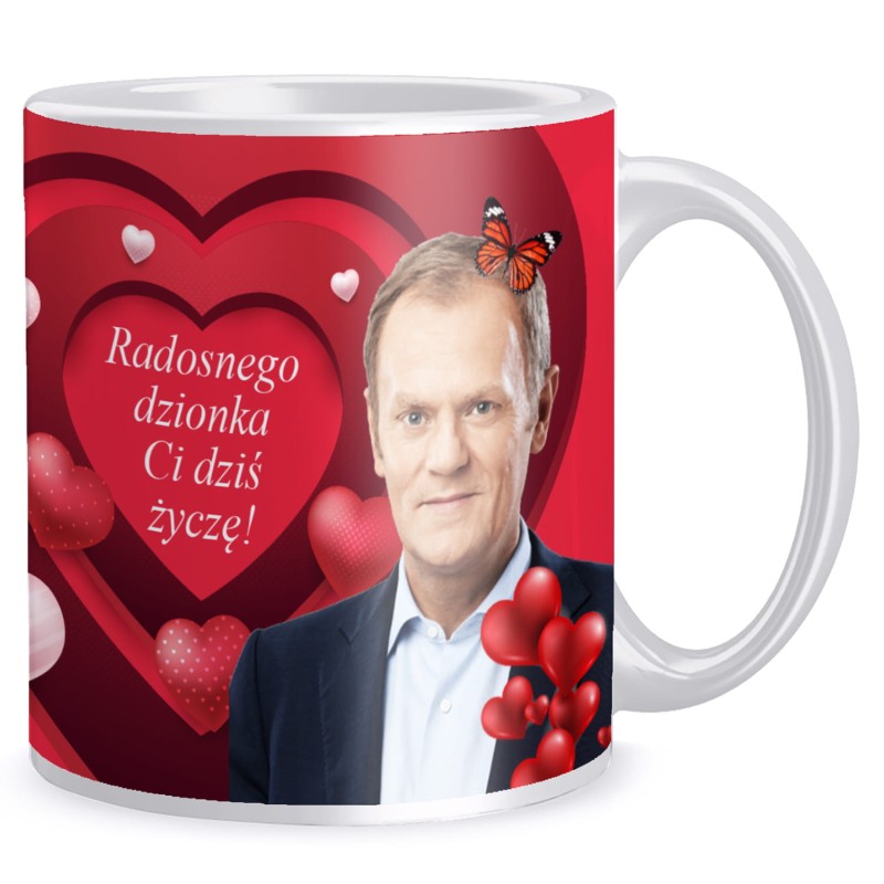 Foto kubek śmieszny walentynki Donald Tusk