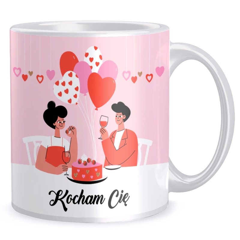 Kubek Walentynki Kocham Cię torcik