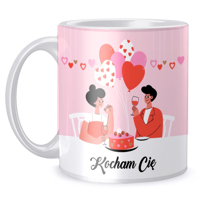 Kubek Walentynki Kocham Cię torcik
