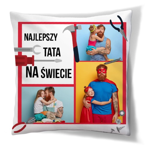 FOTO PODUSZKA ze Zdjęciem | 45x45 cm tata czerwone narzędzia