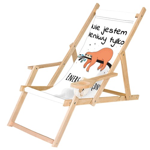 Leżak z uchwytem na napoje Nie jestem leniwy