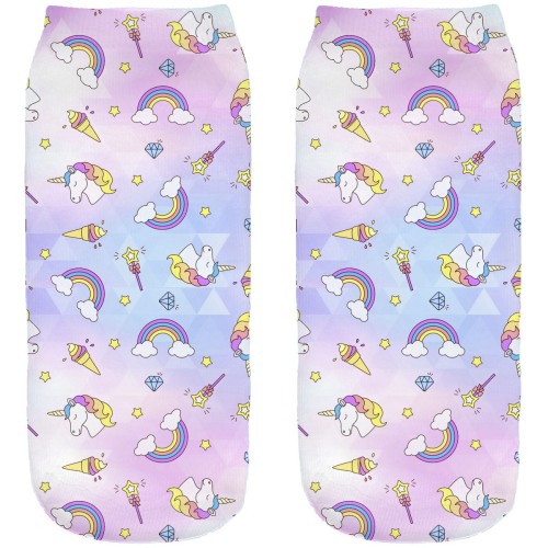 Śmieszne skarpetki damskie Stopki Unicorn Rainbow