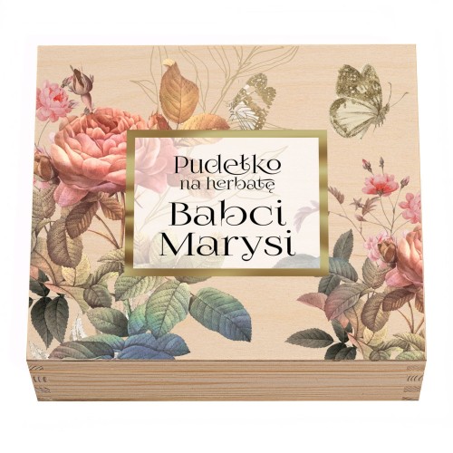Drewniane pudełko na herbatę Pudełko na herbatkę Babci