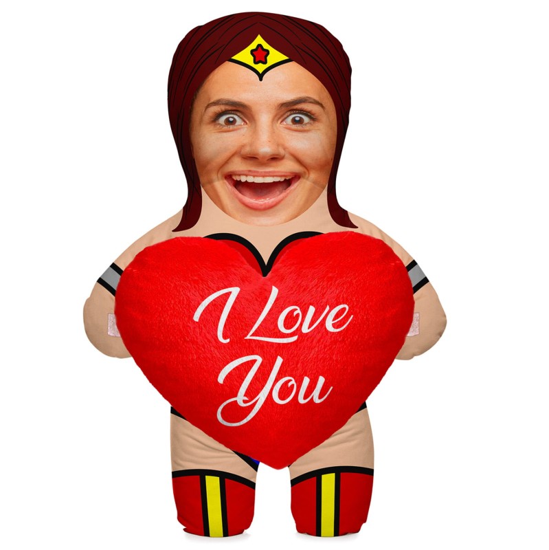 Poduszka lalka 3D ze zdjęciem i pluszowym sercem Wonder Lady