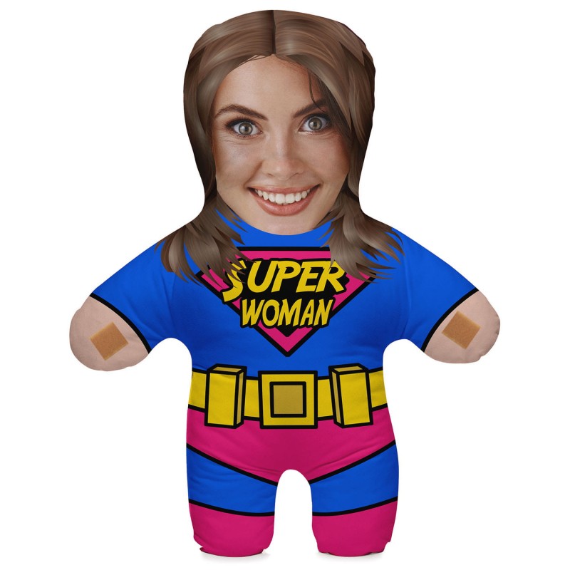 Poduszka lalka 3D ze zdjęciem i pluszowym sercem Super Mom