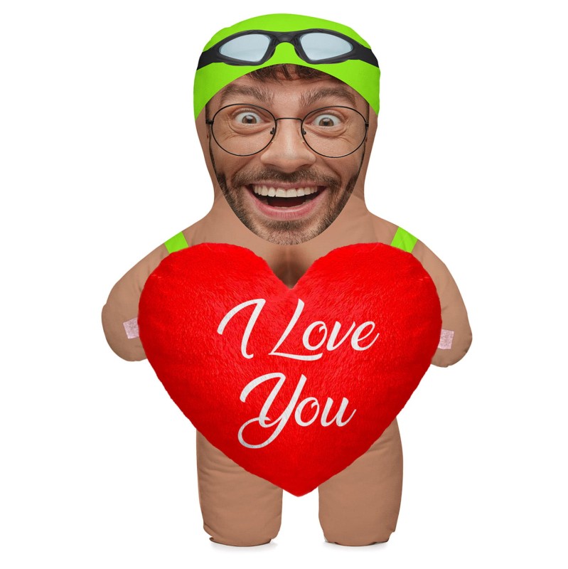 Poduszka lalka 3D ze zdjęciem i pluszowym sercem Wrestling