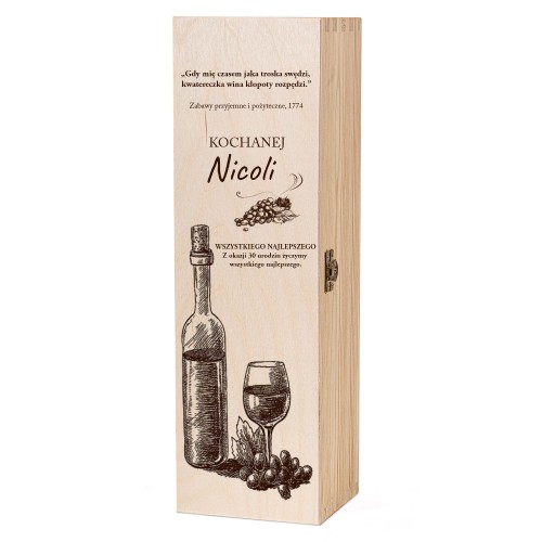 Drewniana skrzynka na wino Winogrona