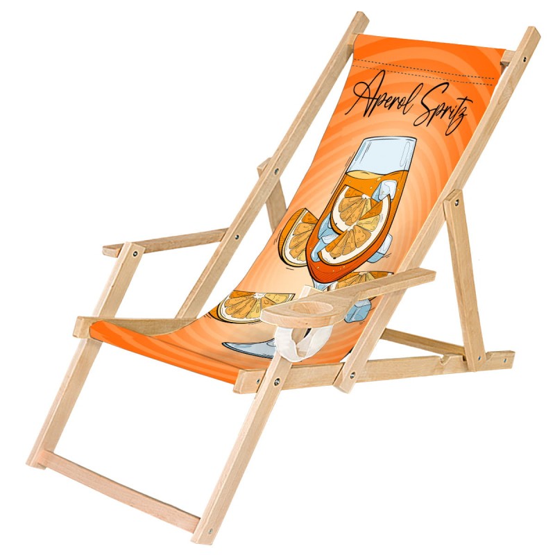 Leżak ogrodowy z podłokietnikiem Aperol Spritz