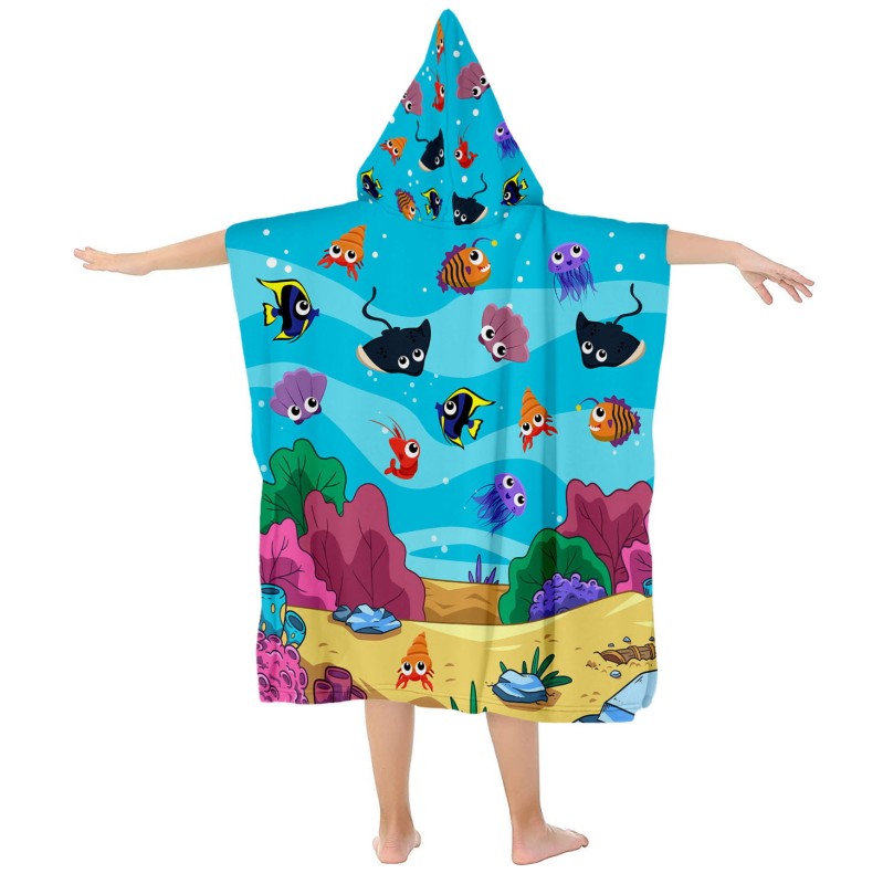 Ręcznik Ponczo kąpielowe z kapturem dla dzieci - MERMAID