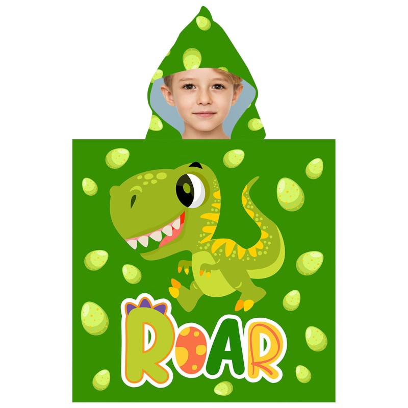 Ręcznik Ponczo kąpielowe z kapturem dla dzieci - ROAR DINO