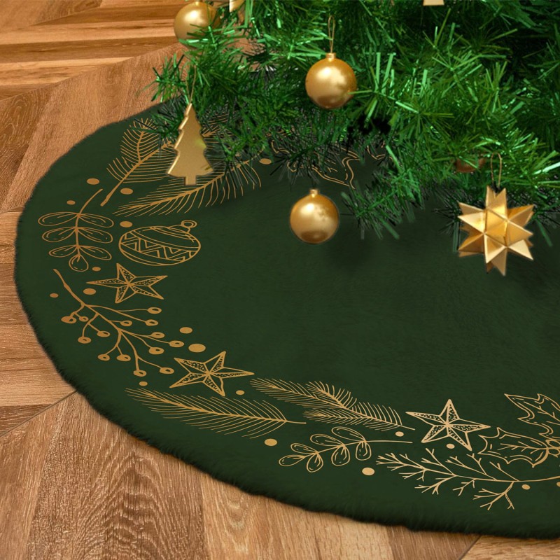 Koc Pod Choinkę, Pluszowy Dywan, Dywanik, Osłona 120 cm | Zielony Wieniec