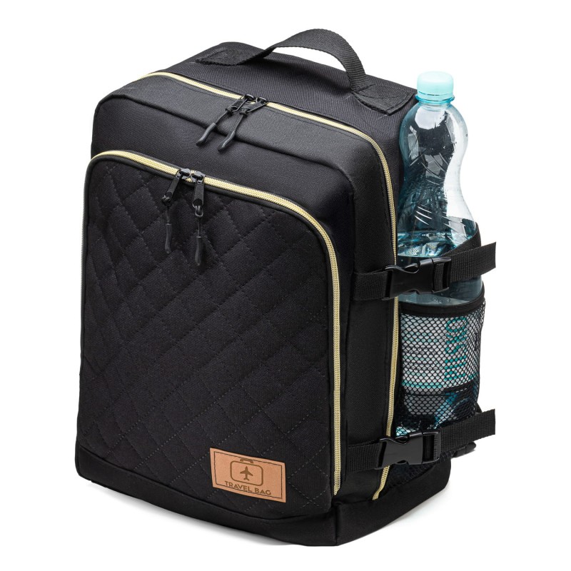 Torba samolotowa 40x25x20 mała Czarna PIKOWANA Z metalowym zamkiem