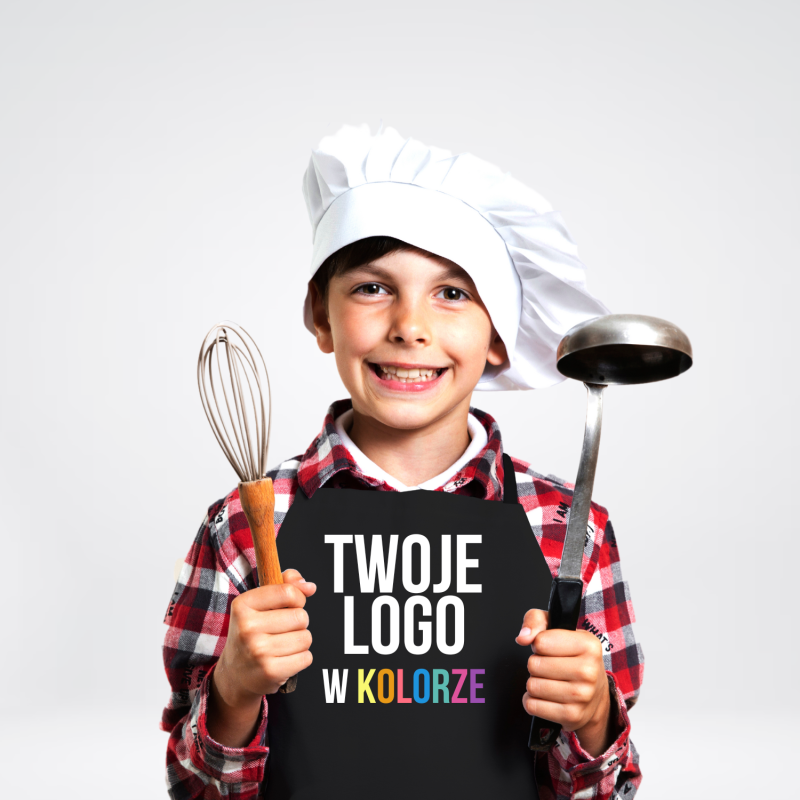 Fartuszek dla dzieci czarny Twoje LOGO i Imię