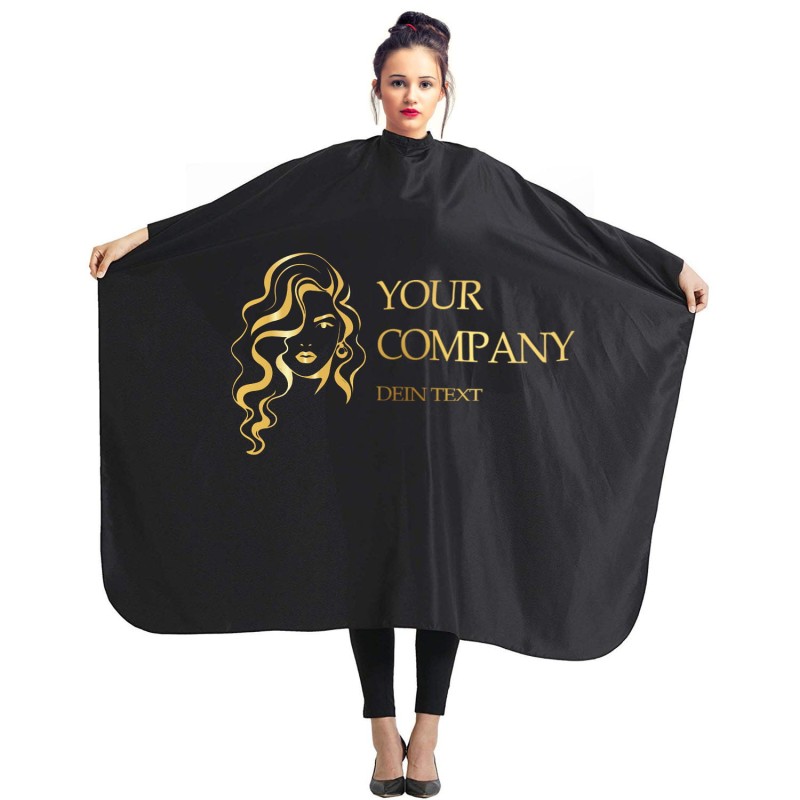 Peleryna fryzjerska Personalizowana Wzór Złota Głowa Your Company