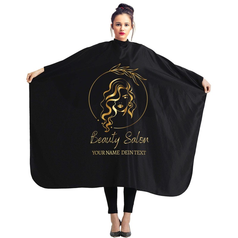 Peleryna fryzjerska Personalizowana Wzór Złota Głowa Beauty Salon