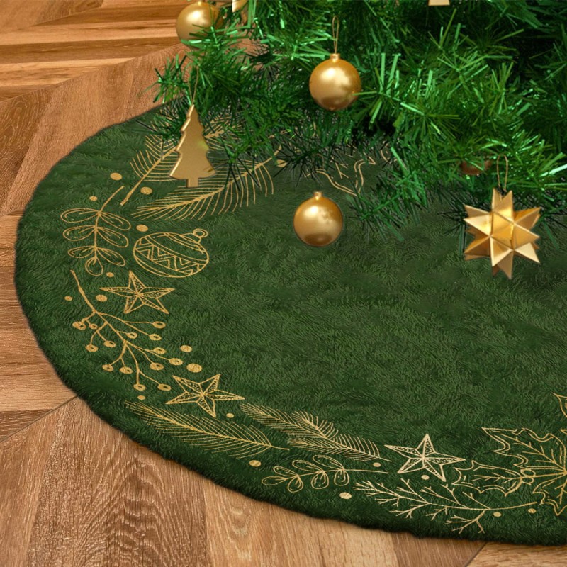 Koc Pod Choinkę, Pluszowy Dywan, Dywanik, Osłona 120 cm | Zielony Wieniec