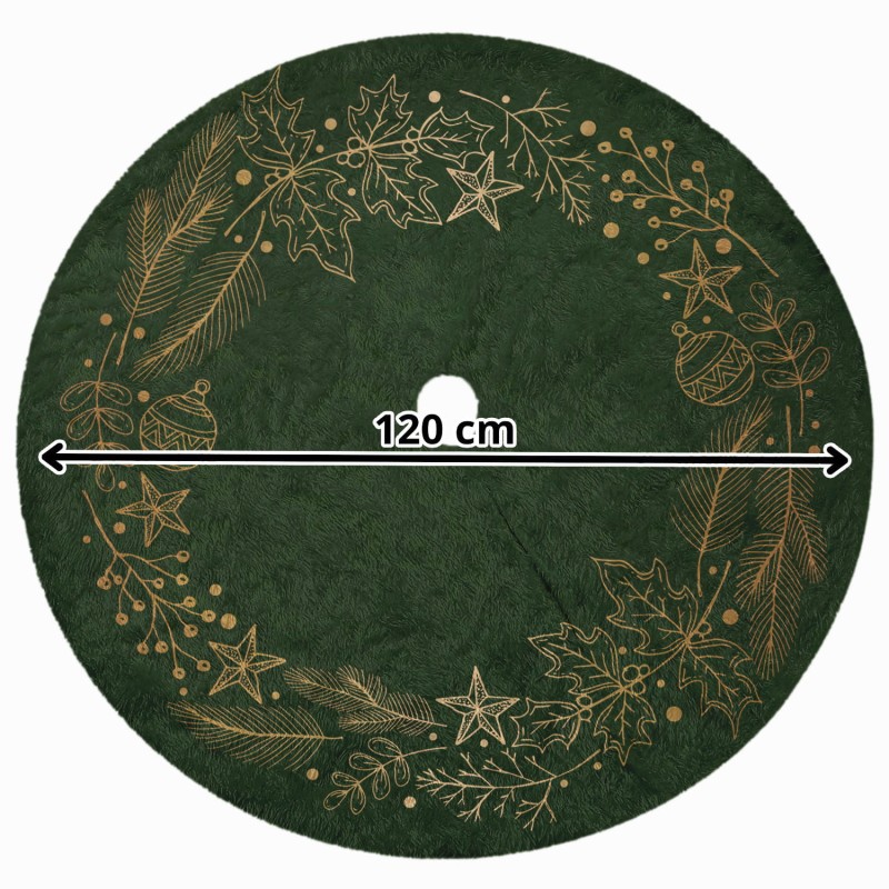 Koc Pod Choinkę, Pluszowy Dywan, Dywanik, Osłona 120 cm | Zielony Wieniec