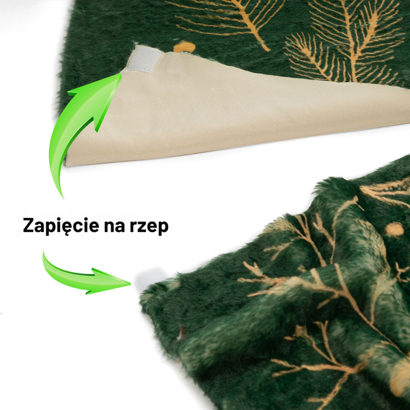 Koc Pod Choinkę, Pluszowy Dywan, Dywanik, Osłona 120 cm | Zielony Wieniec